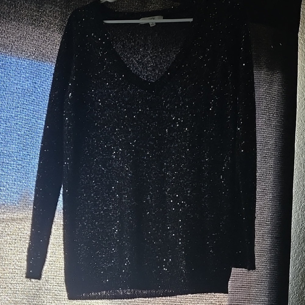 Black Sparkly V-Neck Sweater